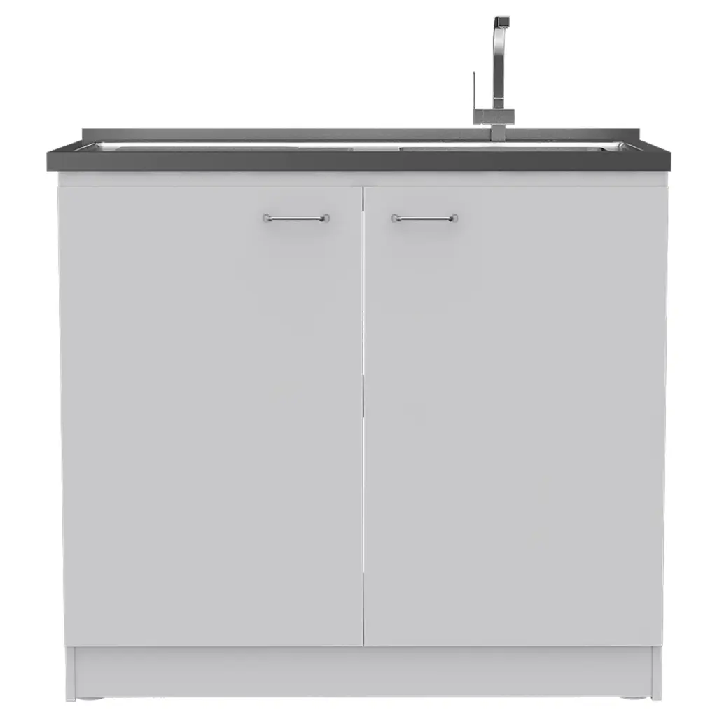 Oklahoma Functionality Sink Double Door Cabinet Stainless Steel Countertop fm furniture