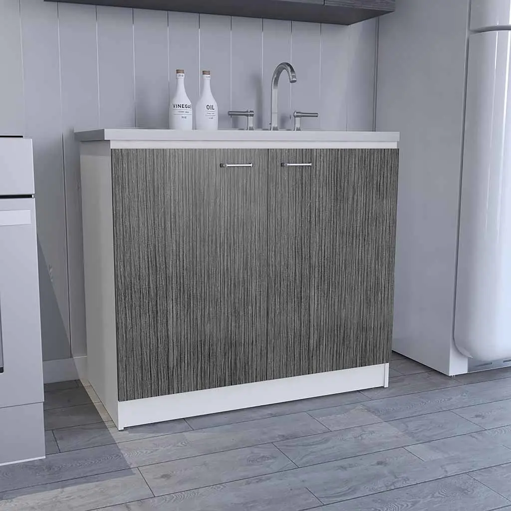 Napoles Utility Sink Cabinet One Shelf Double Door White rta mubles colombia