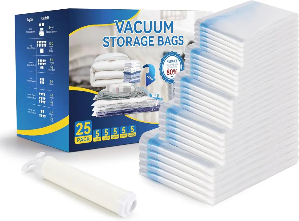 25 Combo Vacuum Seal Bags 5 Jumbo 5 Large 5 Medium 5 Small 5 Roll w1134dhs