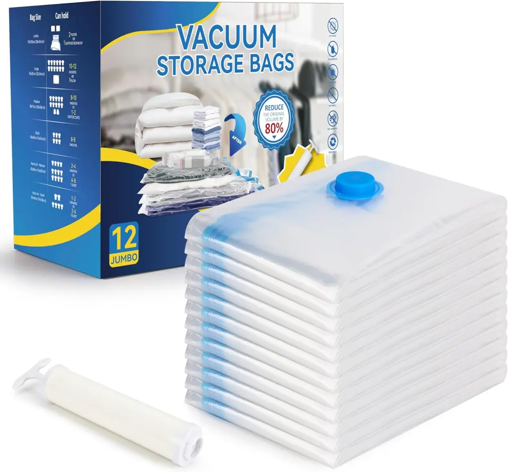 12 Jumbo Compression Storage Bags - Vacuum Space Saver Bags Clothes w1134dhs