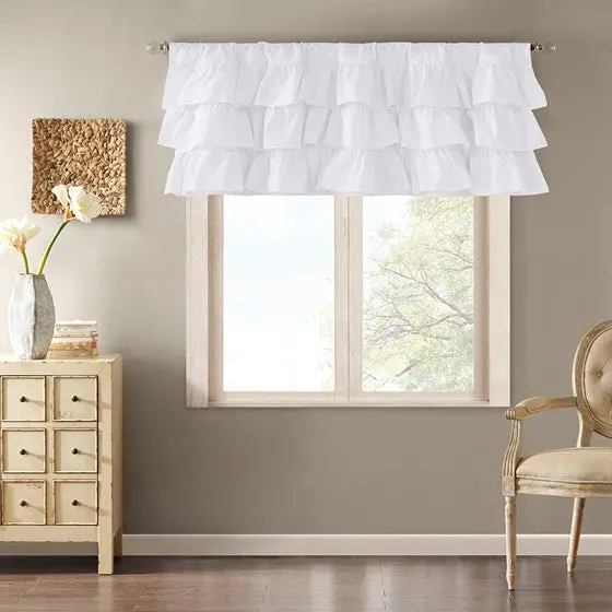 Cotton Oversized Ruffle Valance White 50X18 Inches Window Treatment jla