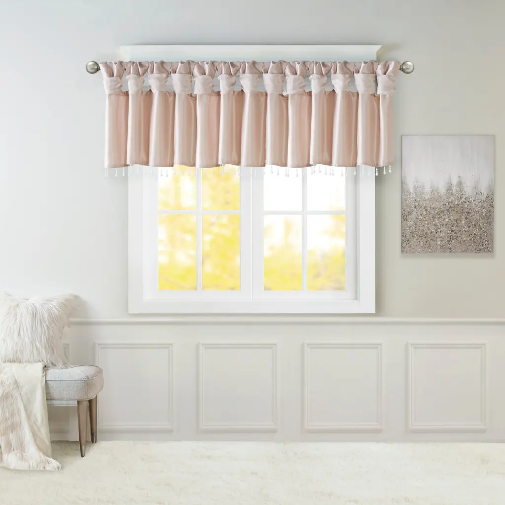 Featherweight Faux Silk Valance Beads Blush 50x26 Inches jla