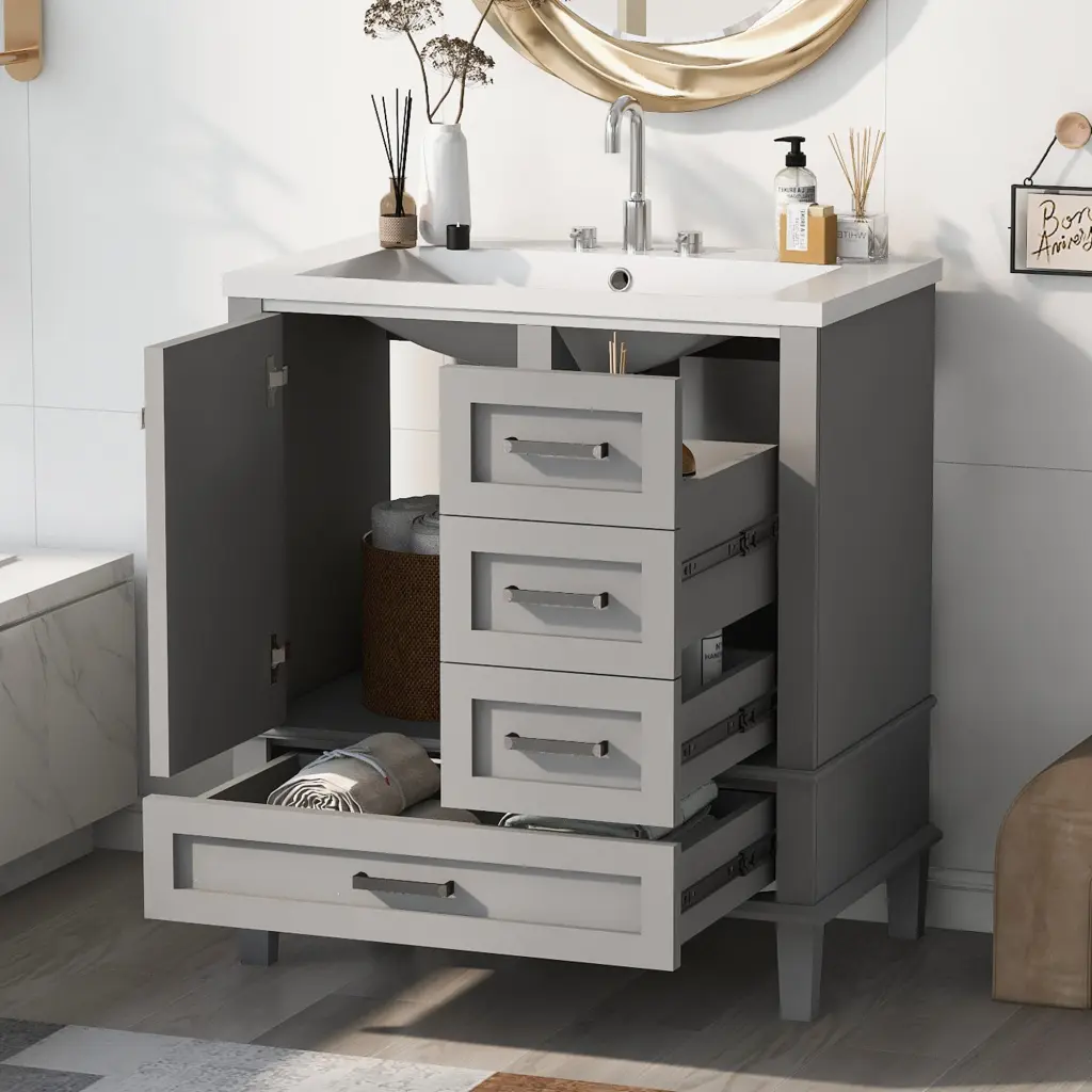 30 Inch Bathroom Vanity Modern Cabinet Sink Bundle Set Bathroom rnb