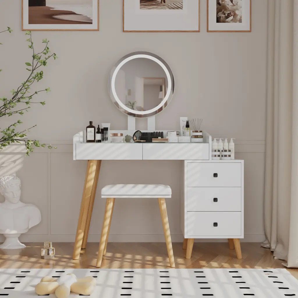 Dressing Table LED Lights Crystal Top and Extendable Mirror rd wood store