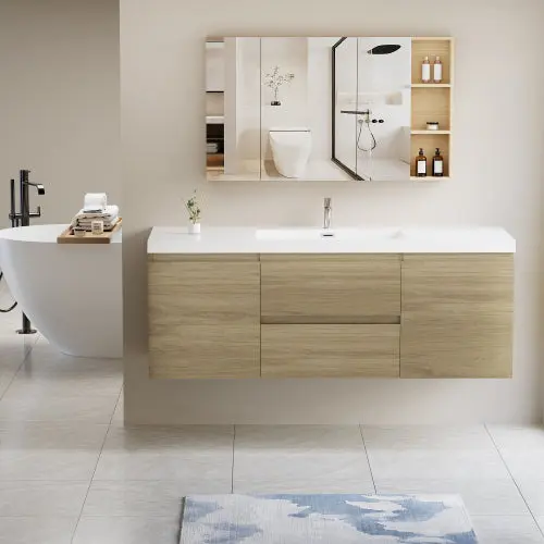 60 Inch Floating Bathroom Vanity Sink Modern Wall Mounted Storage bathininc