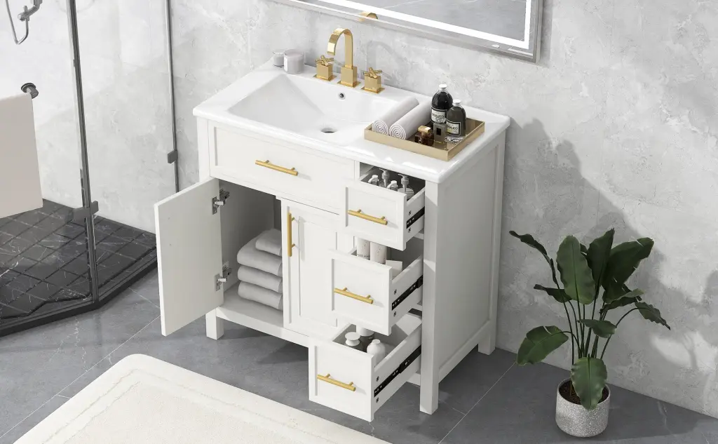 36 Inch Bathroom Vanity Sink Top and Two Door Cabinet by