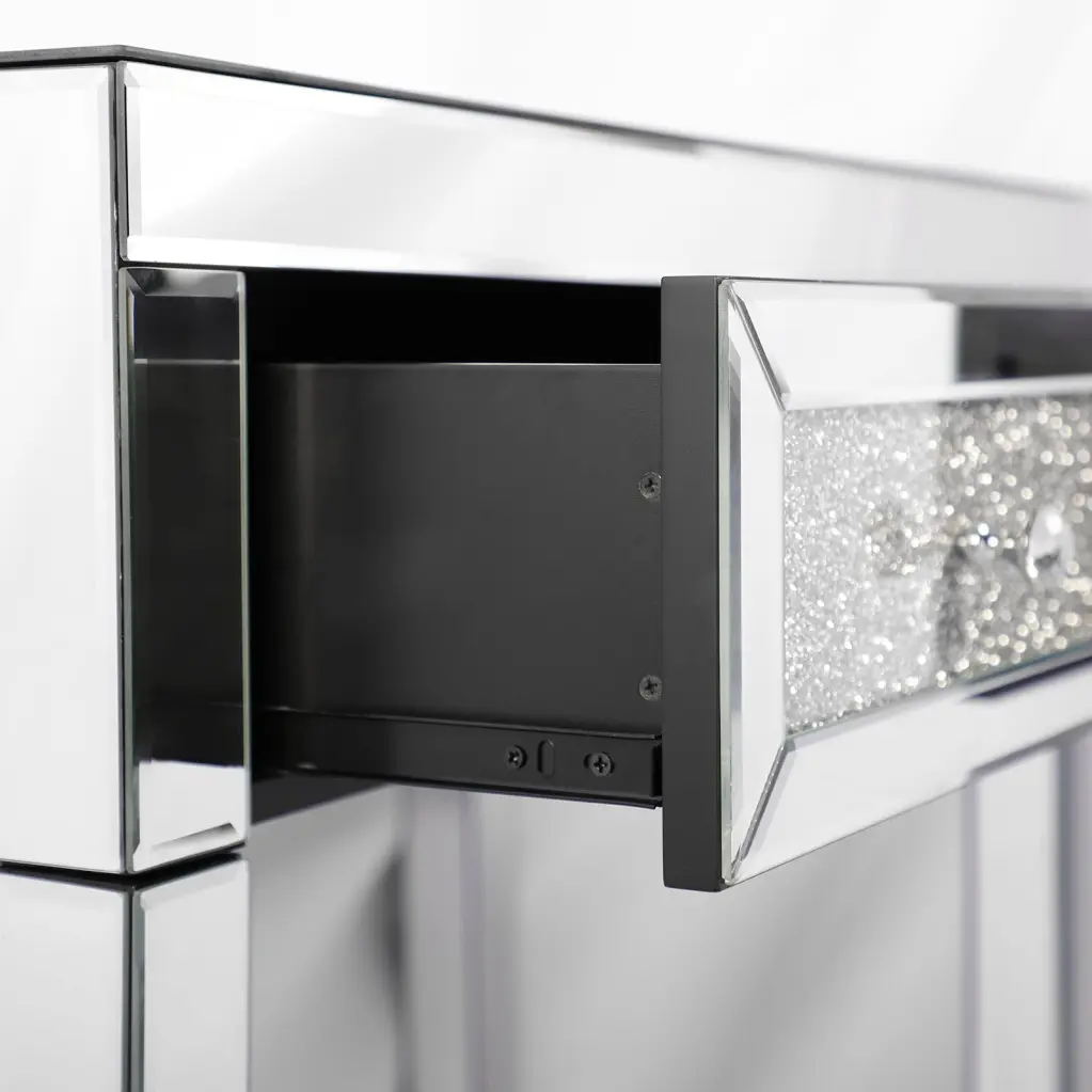 Mirrored Desk Vanity Cosmetics Table Crystal Diamond Mirror Mdf Dressing Table hongsing furniture
