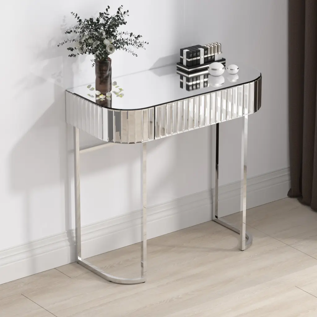 Mirrored Vanity Table Stainless Steel Glossy Dressing Table hongsing furniture