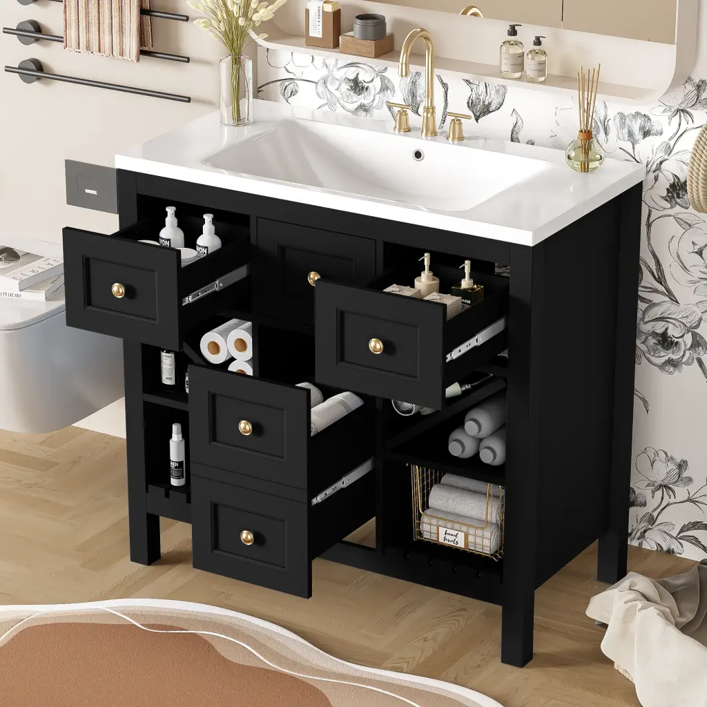 36 Inch Bathroom Vanity Resin Sink Bundle Solid Timber Frame Bathroom mrs
