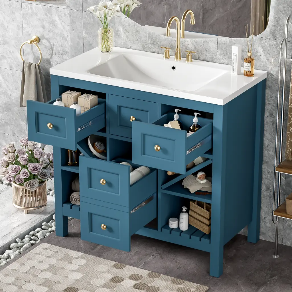 36 Inch Bathroom Vanity Resin Sink Bundle Solid Timber Frame Bathroom mrs