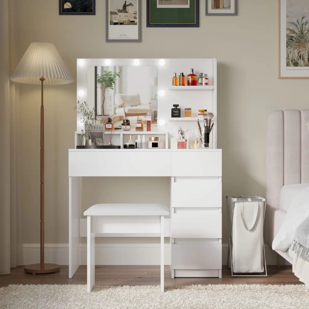Vanity Makeup Vanity Desk Set Mirror & Light Dressing Table rd wood store