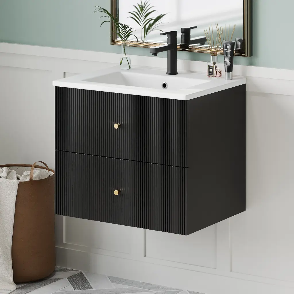 24 Inch Wall Mounted Bathroom Vanity 2 Drawers Small Spaces rnb