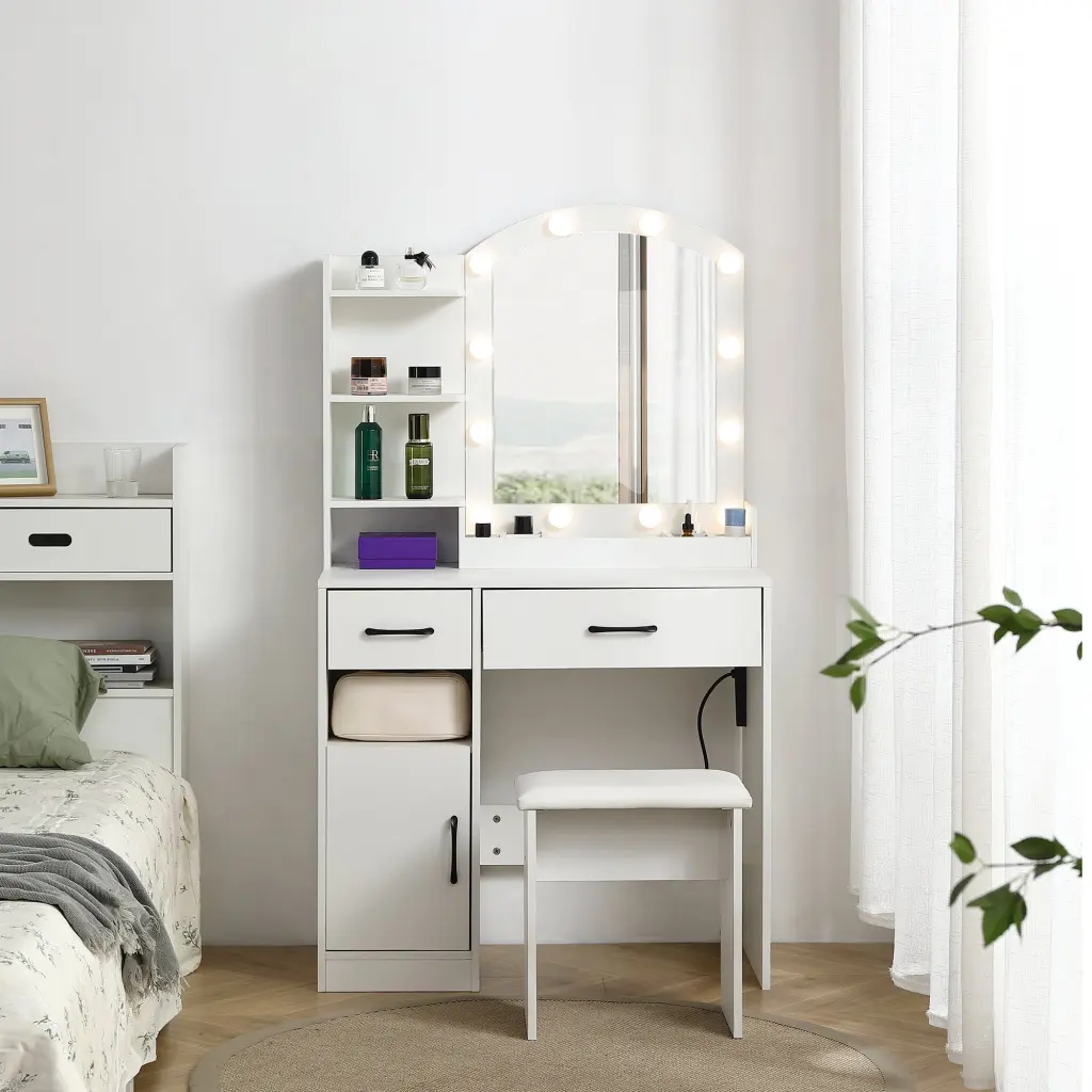 Vanity Desk Set Large Lighted Mirror 3 Hue Light Dressing Table rnb