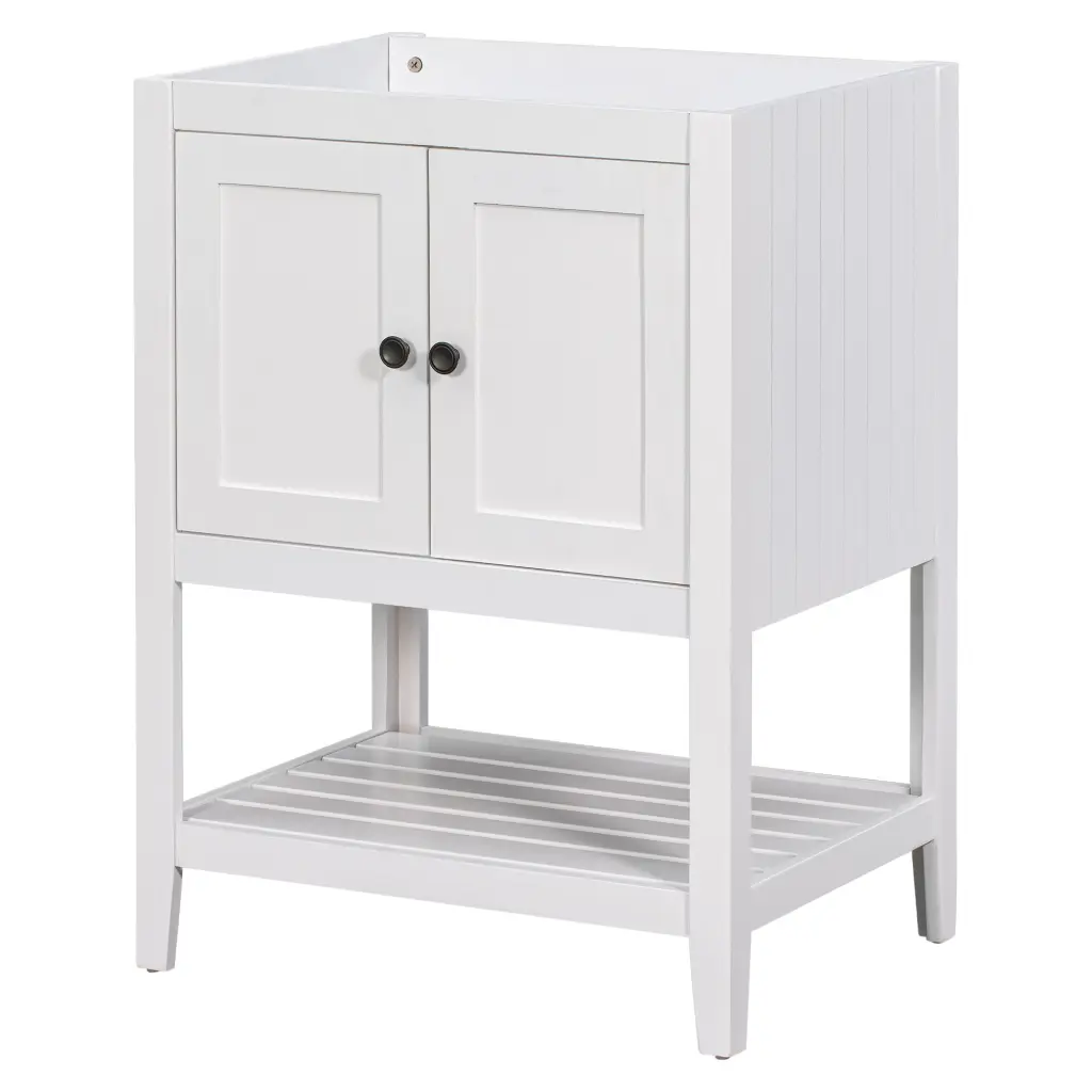 24" Bathroom Vanity Base Only Solid Wood Frame Bathroom Storage Cabinet by