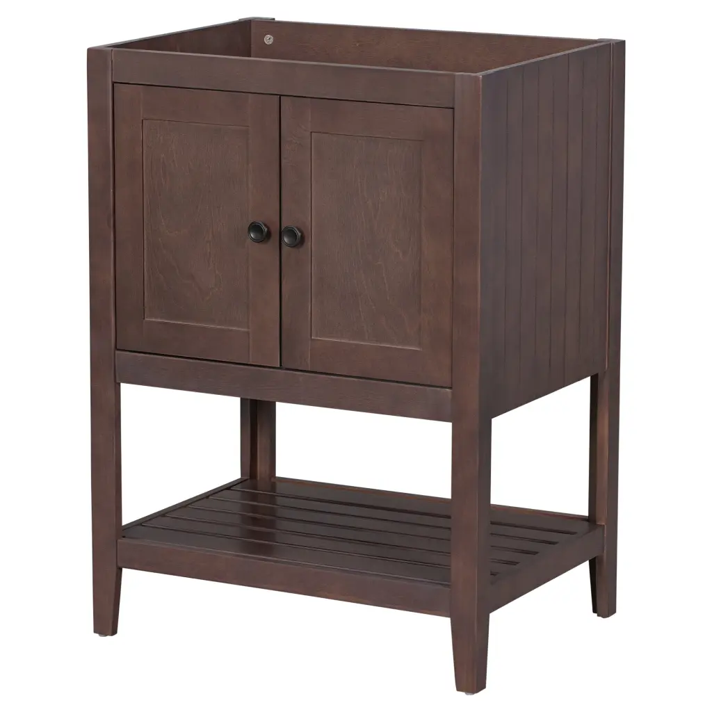 24 Inch Bathroom Vanity Base Only Solid Wood Frame Bathroom Storage Cabinet by