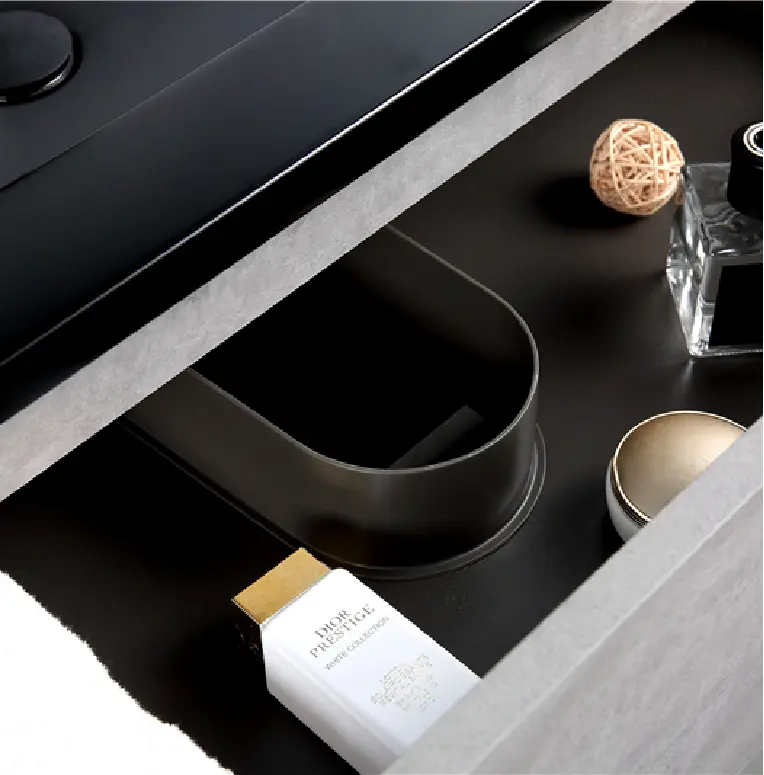 U Wall Bathroom Vanity Drawer Fitting Around Plumbing Dark Grey Storage Cabinet abay home