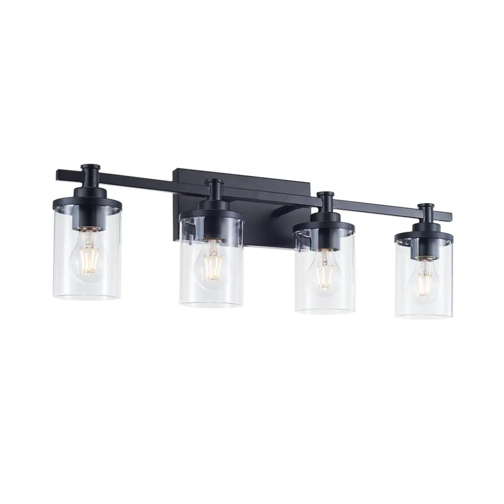 Matte Black 4 Light E26 Bulb Vanity Fixture Bathroom Mirror Lighting jfi