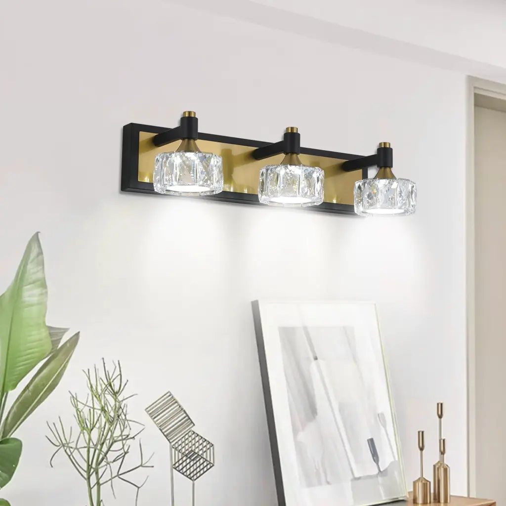 LED 3 Light Modern Crystal Bathroom Vanity Light Over Mirror Bath Wall lighting commune