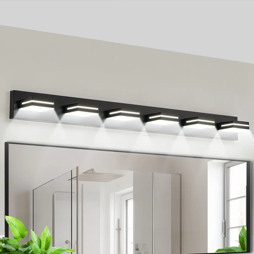 Modern Black LED Vanity Light 6 Lights Wall Sconce Bathroom and Mirror lighting commune