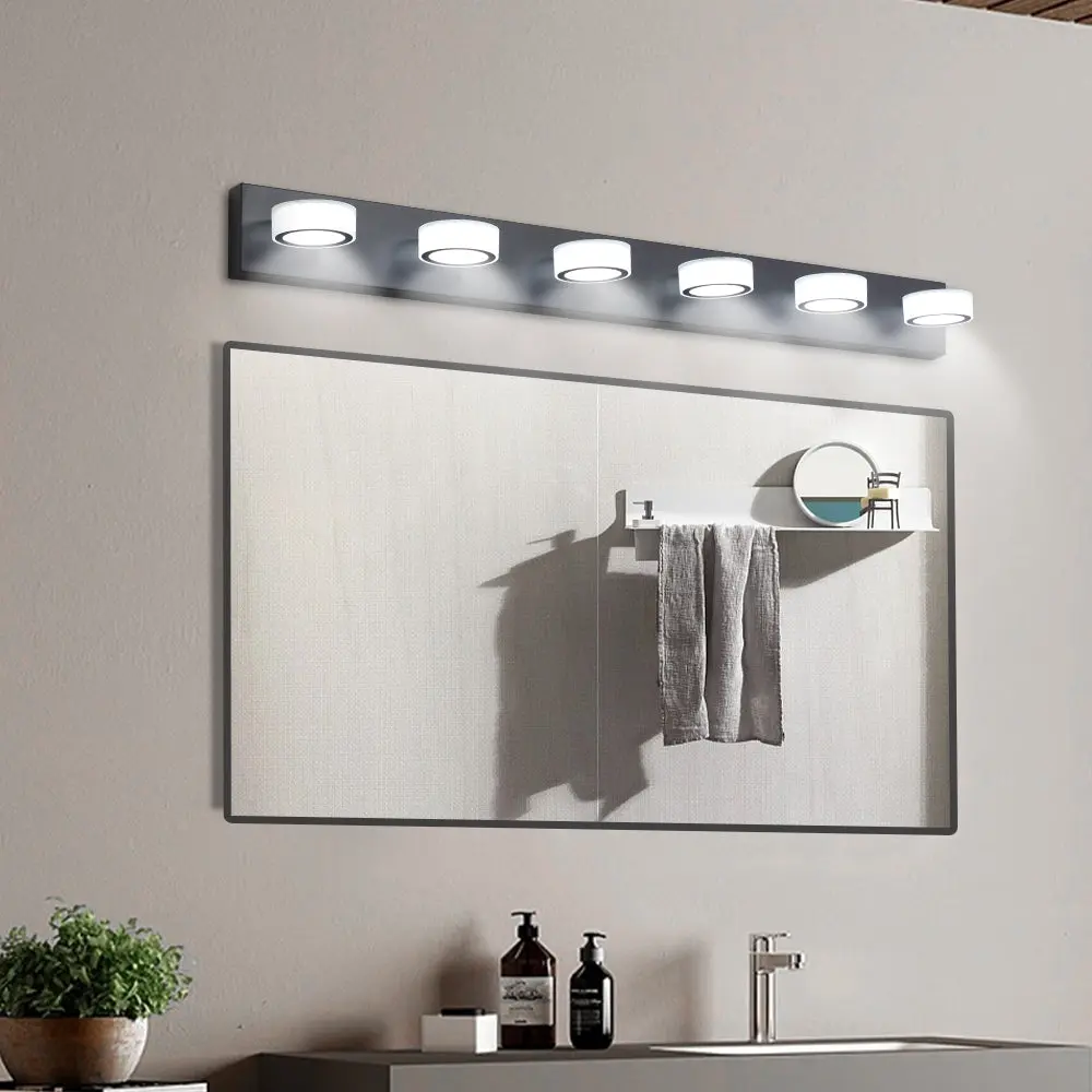Modern Black 6 Light LED Vanity Light Bathroom Mirror Lighting lighting commune