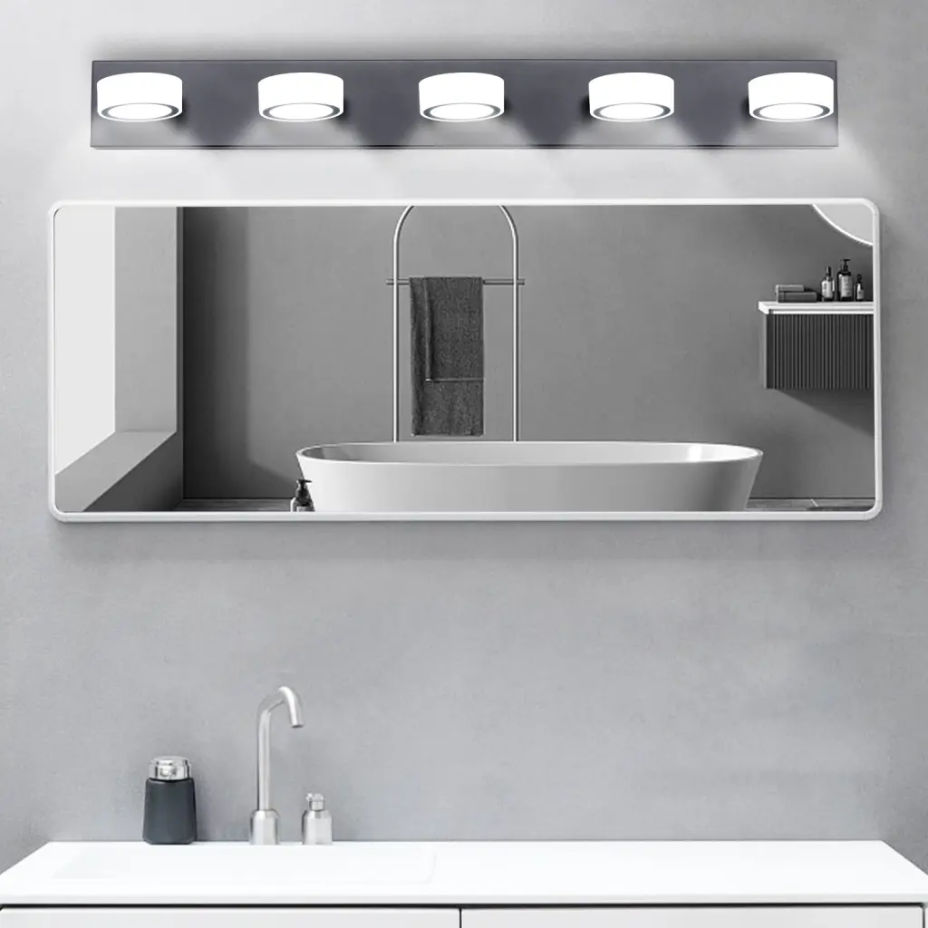 Modern Black 5 Light Vanity Lights Fixture, LED Bathroom Mirror Lighting lighting commune