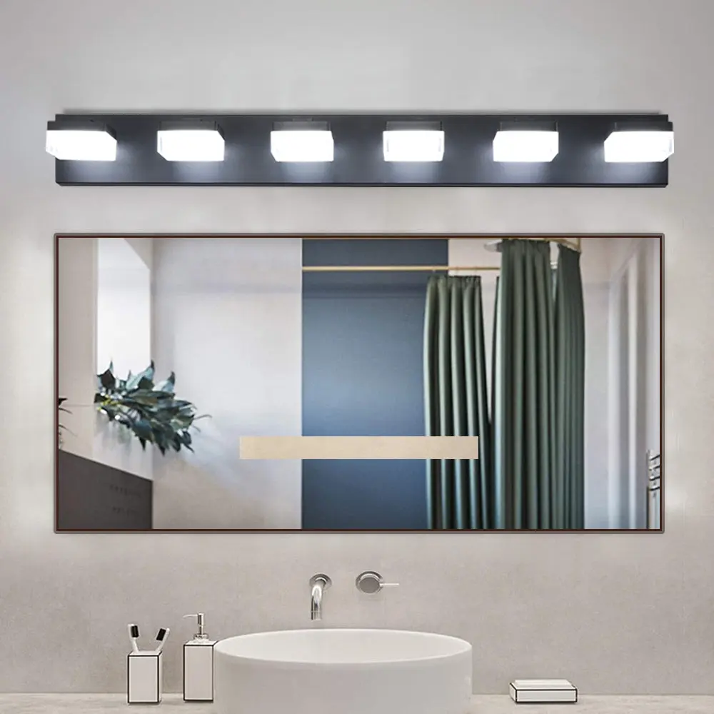 Modern 6 Light Black Led Vanity Mirror Light Bathroom Makeup Mirror lighting commune