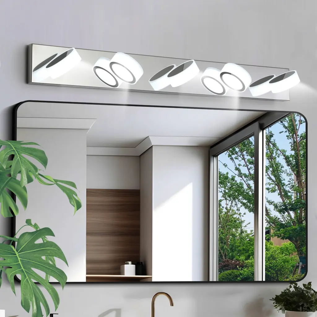 Modern 5 Light LED Vanity Light Fixture Chrome Finish Acrylic Lights lighting commune