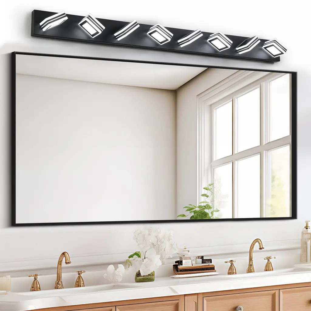 Modern 8 Light LED Vanity Light Polished Bathroom Wall Fixture lighting commune