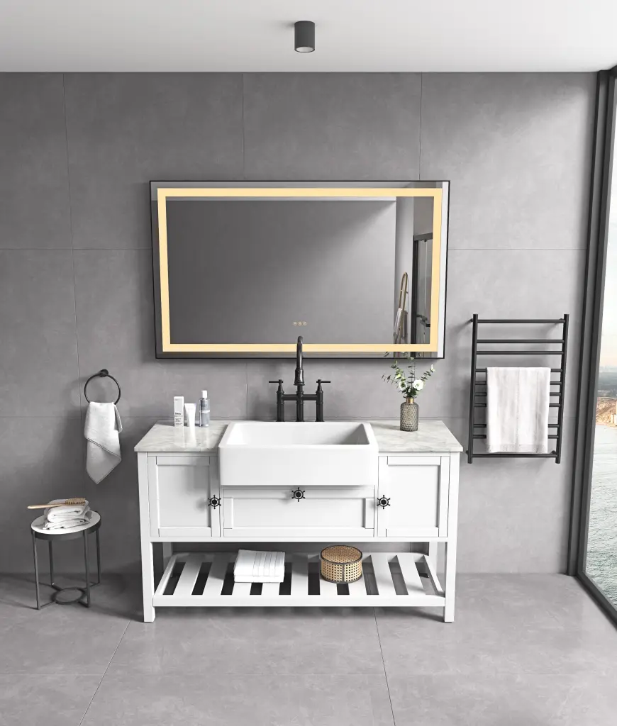 72 Inch W x 36 Inch H LED Single Bathroom Vanity Mirror Sleek Crystal rnb
