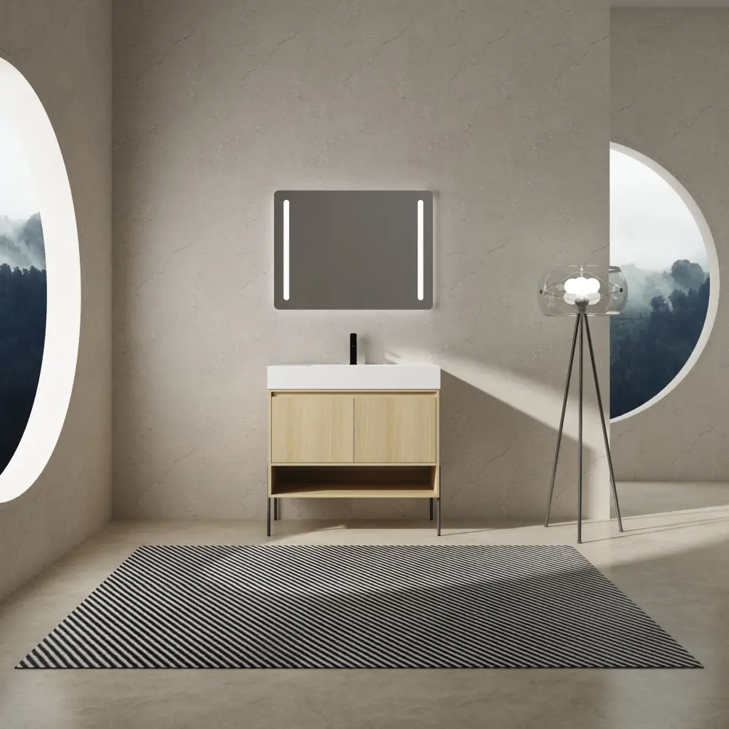 36 Inch Bathroom Vanity Bundle Single Porcelain Sink and Modern Storage Cabinet levistar