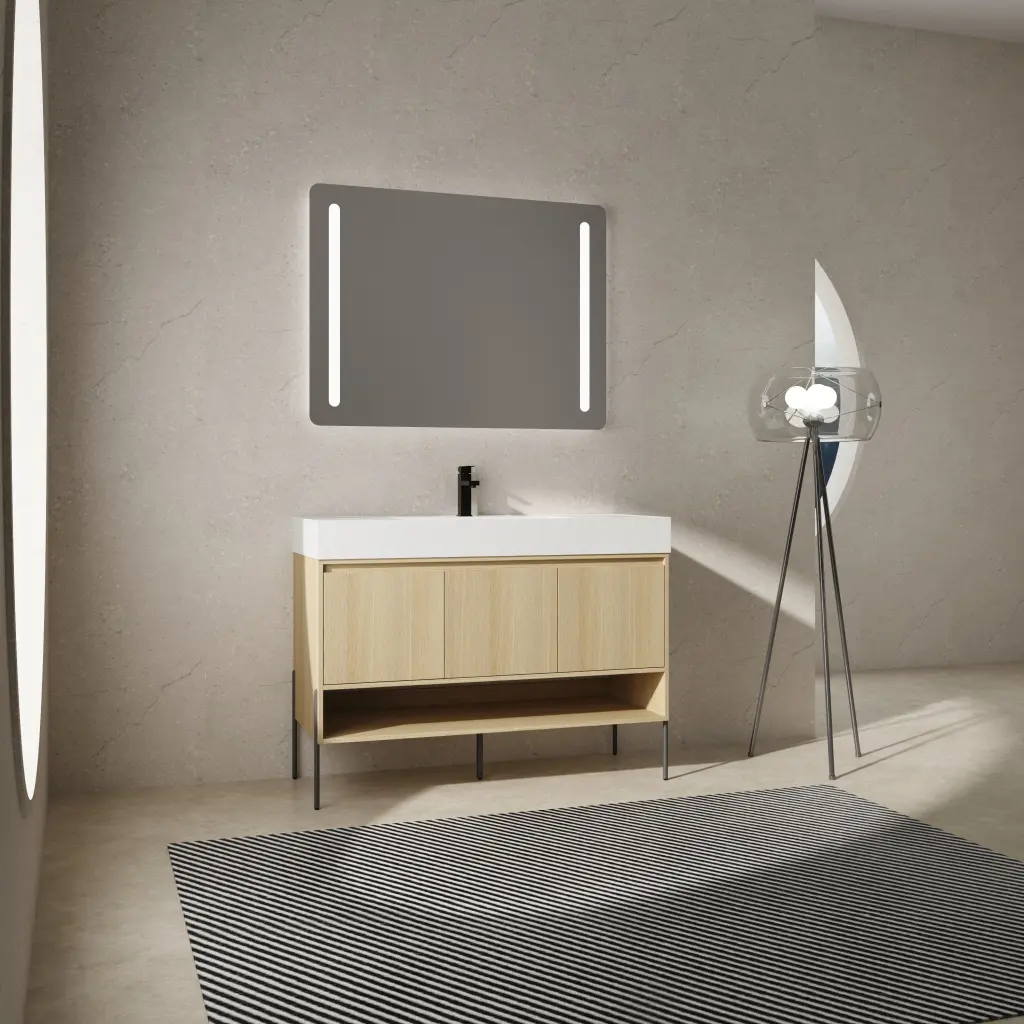 48 Inch Bathroom Vanity Bundle Single Porcelain Sink and Modern Storage Cabinet levistar