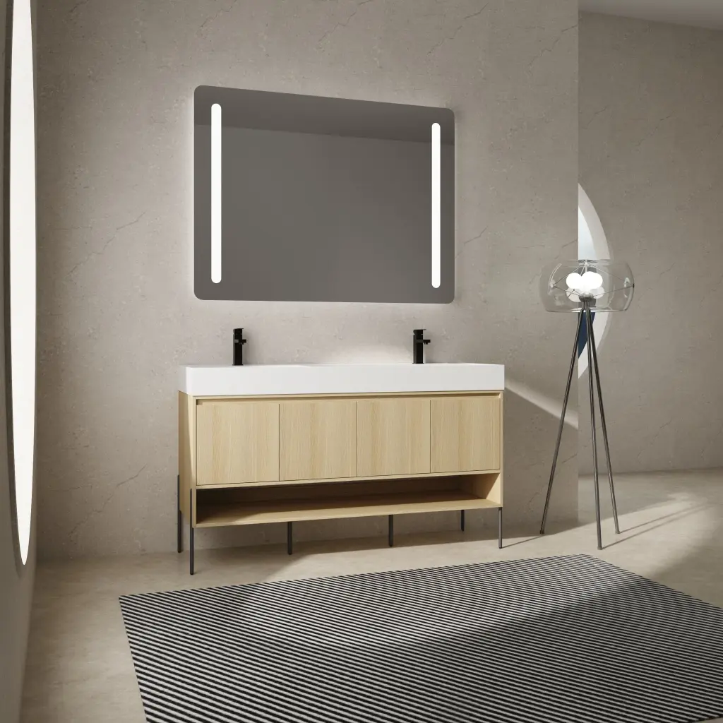 60 Inch Bathroom Vanity Bundle Single Porcelain Sink and Modern Storage Cabinet levistar