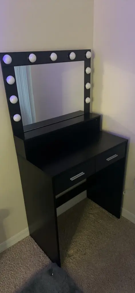 Vanity Desk Mirror And Lights Gown Table Large Drawer mirrotowel