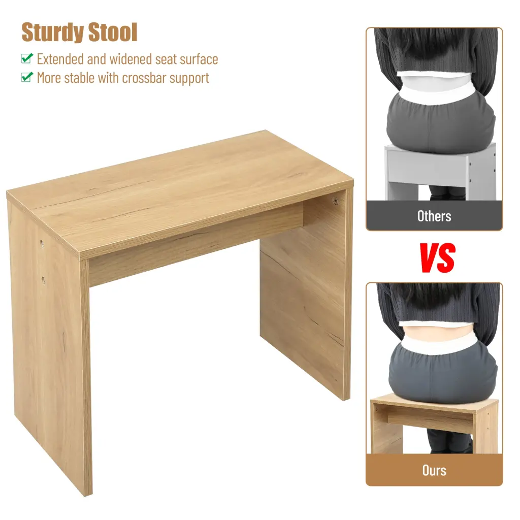 Vanity Desk Set Stool, Dressing Table LED Lamp and Mirror Drawer rnb