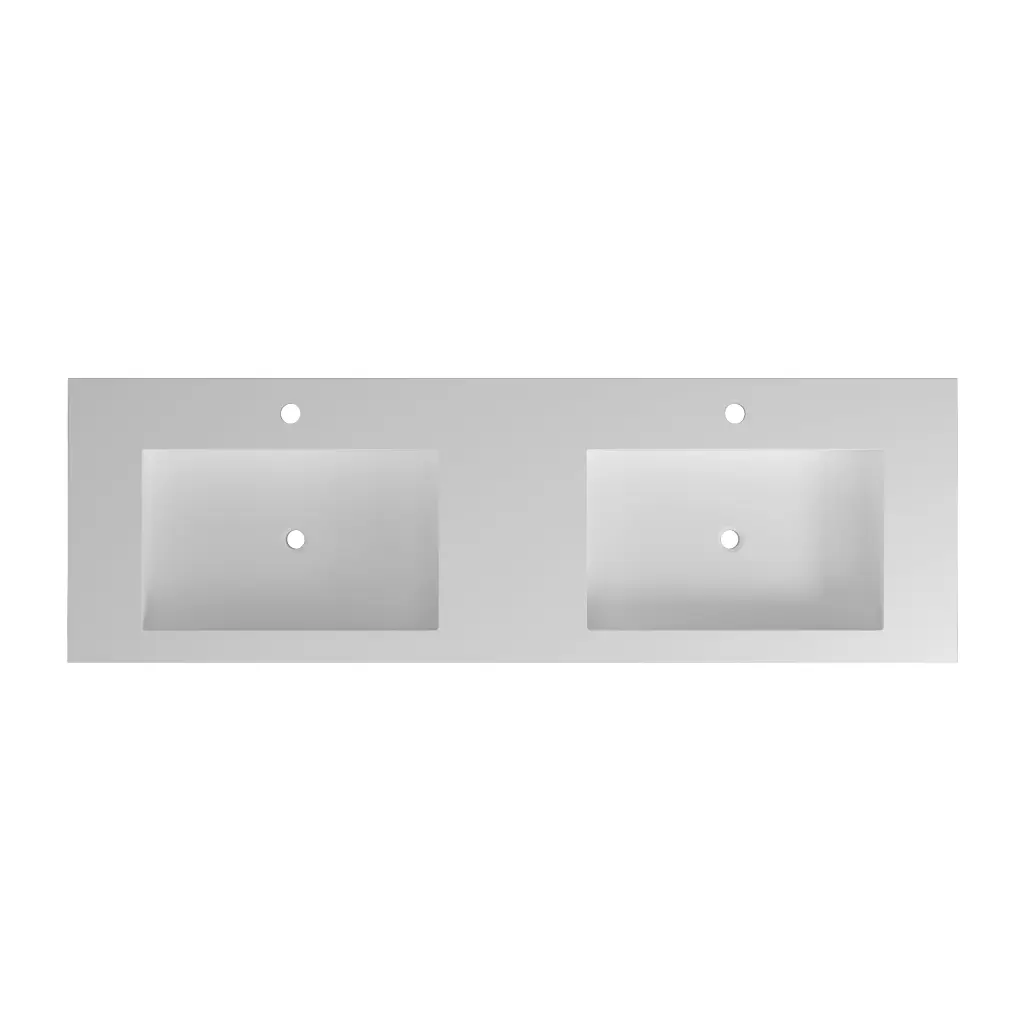 60 Inch Solid Surface Double Basin Faucet Hole White Bathroom Classic vovica