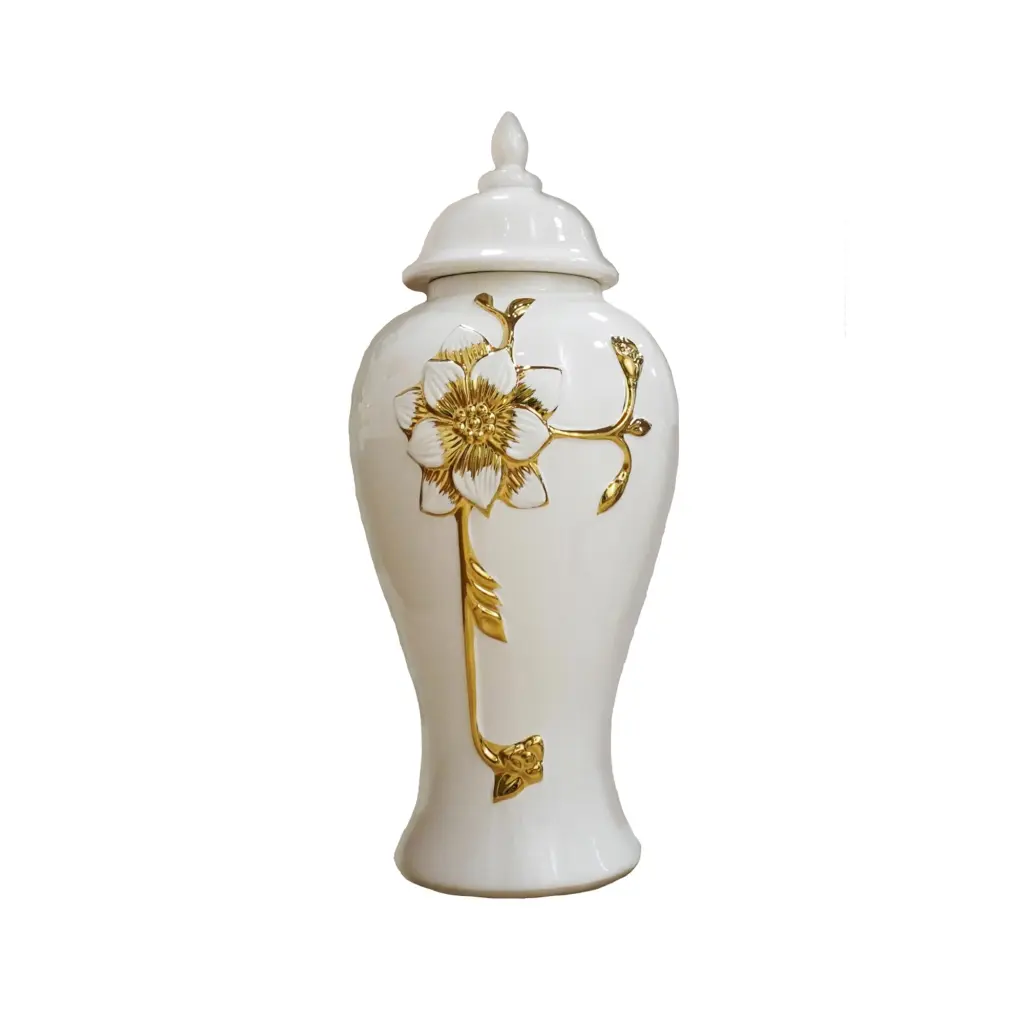 Ginger Jar Steam Precious Metal Flower White Porcelain furnings