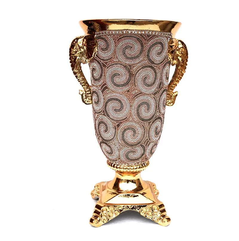 Ambrose Chrome Plated Glass Embellished Porcelain Vase furnings