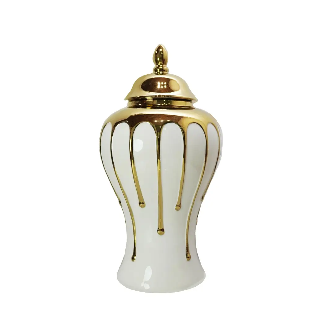 Exquisite White Gilded Ginger Jar Removable Lid Porcelain furnings
