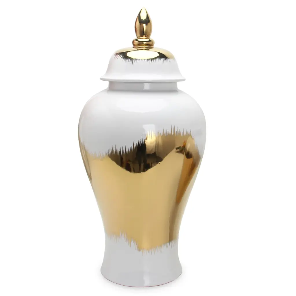 Regal White Gilded Ginger Jar Removable Lid Porcelain furnings
