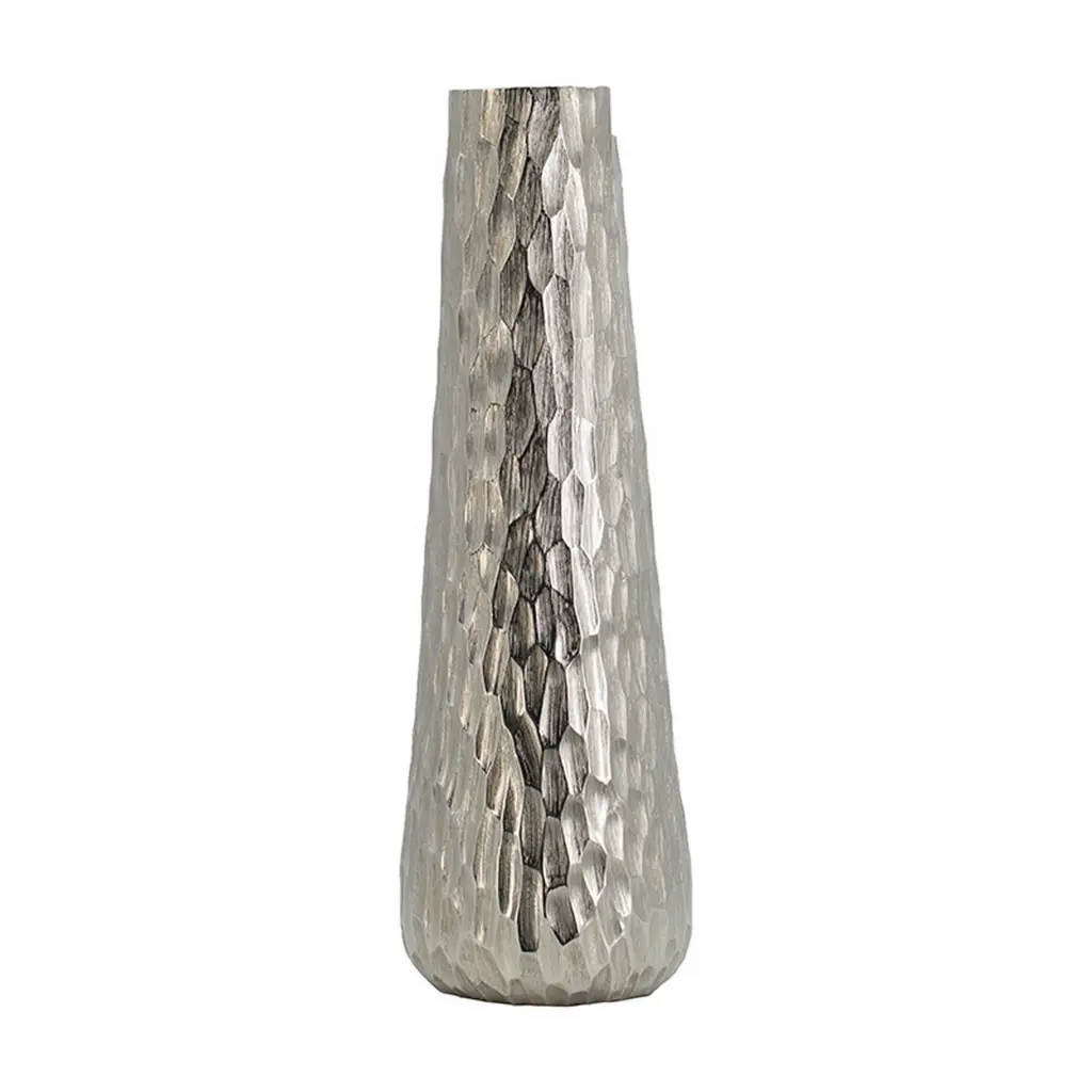 19 Inch Contemporary Silver Aluminum Hammered Vase royal hampton