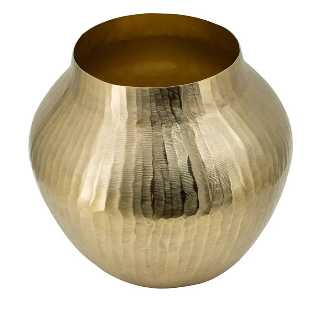 Kria 11 Inch Modern Curved Vase Hammered Texture Metal Finish royal hampton