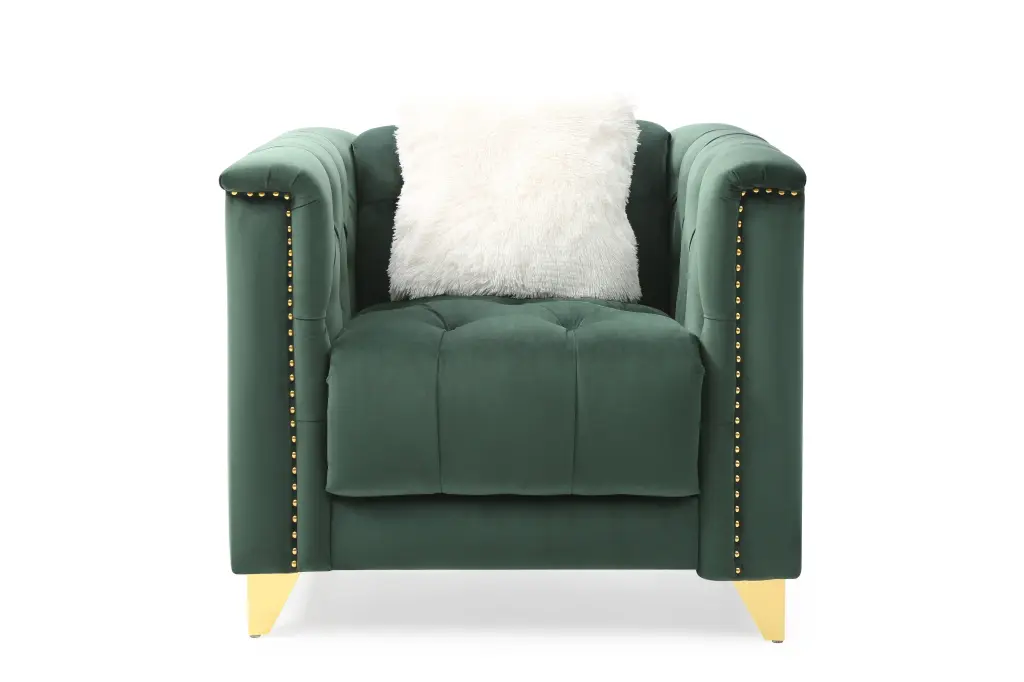Tufted Upholstery Chair Finished Velvet Material Green Prima galaxy home furnishings