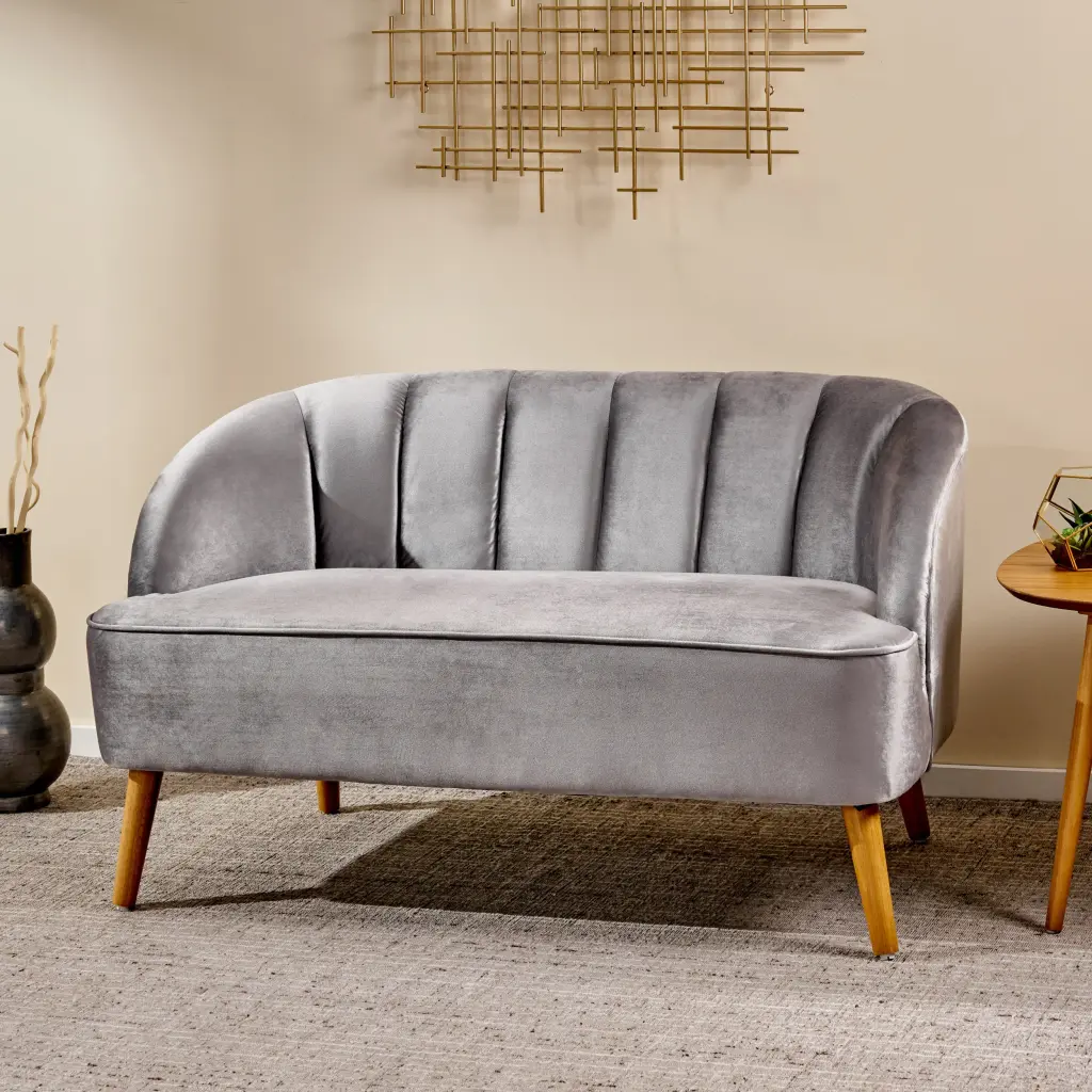 Grey Velvet Seat Upholstered Armchair Modern Living Room Chair nh-inmax