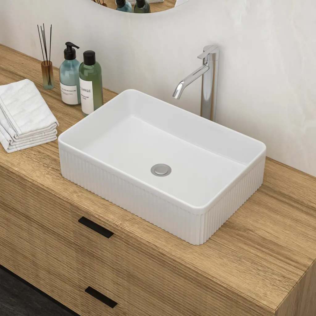 19.63 x 13.69 Inch White Porcelain Rectangular Vessel Bathroom Sink Modern Bathroom lordear