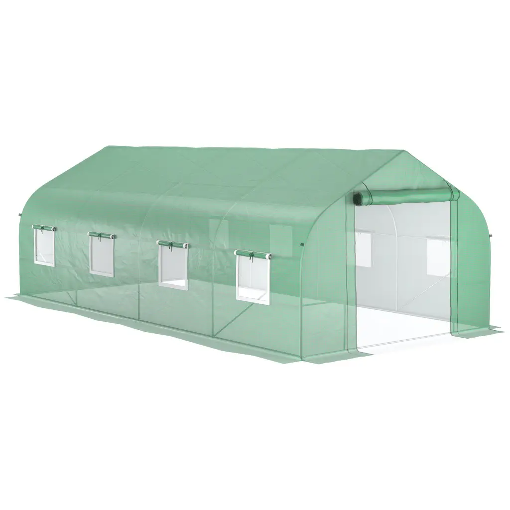 Outsunny 20x10x7 Feet Walk Tunnel Greenhouse Zippered Mesh Doors Garden Plants aosom business