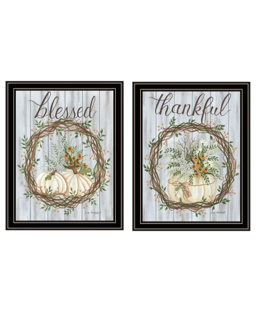 Thankful And Blessed Fall Framed Wall Art Living Room trendy decor 4u