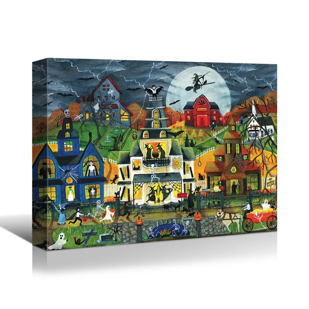 1 Piece Drop Shadow Framed Canvas Wall Art Decor Painting Halloween looife art