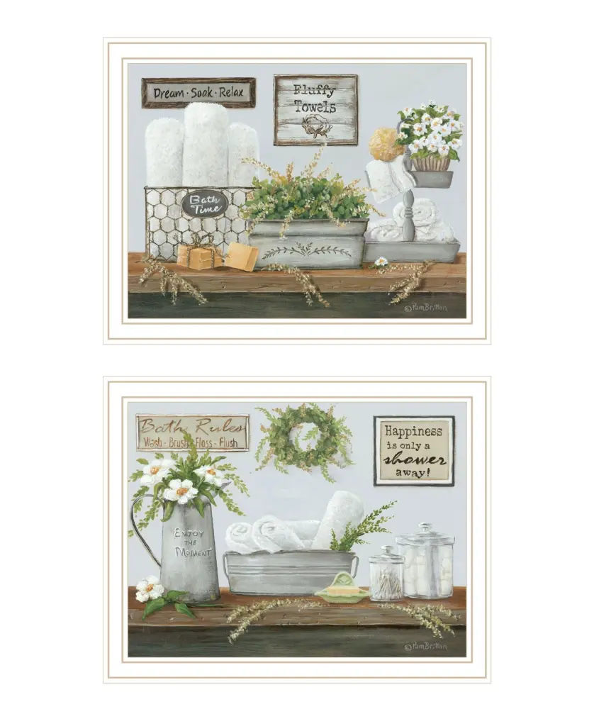 Fluffy Towels Bathroom Decor Framed Wall Art Bathroom trendy decor 4u