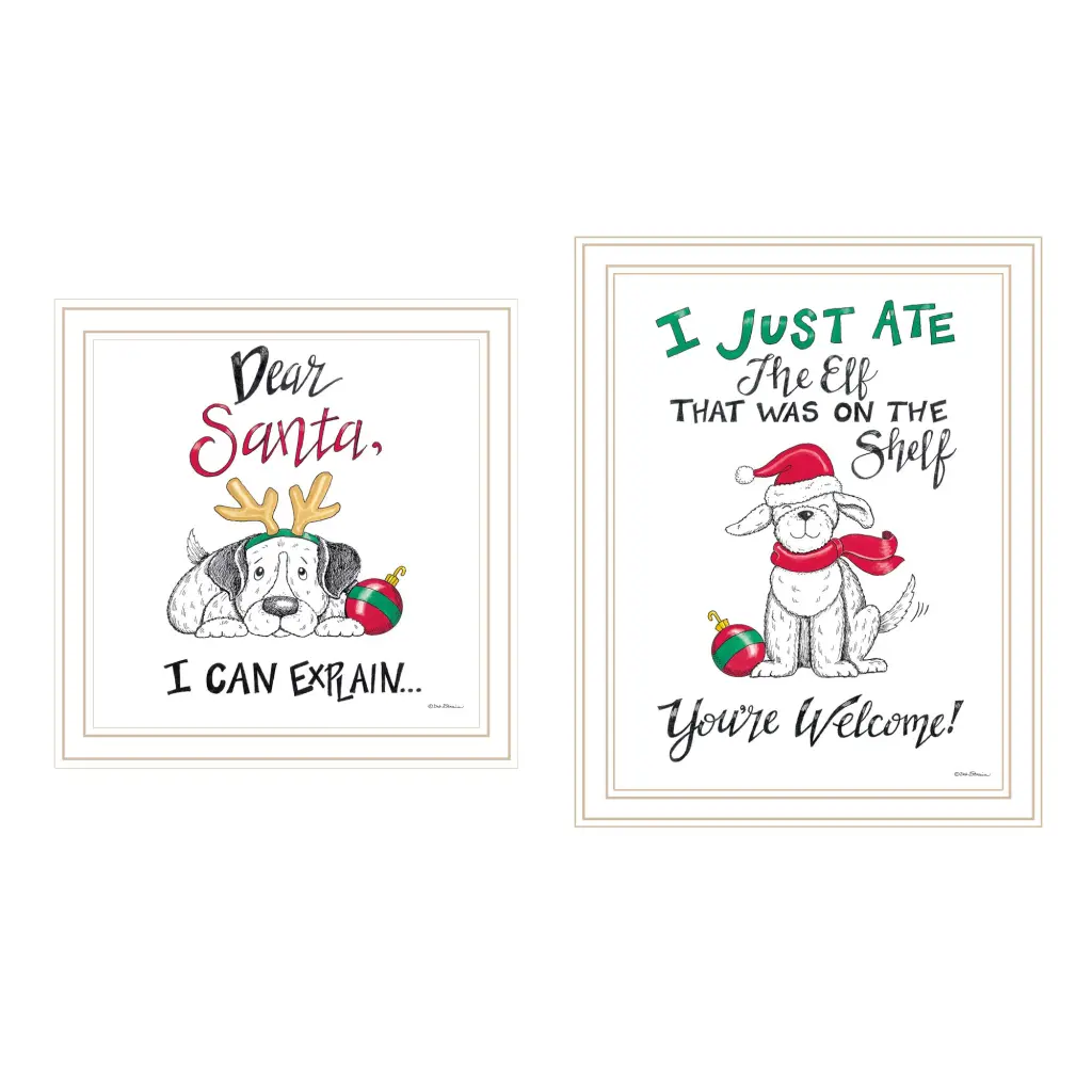 2 Piece Vignette Dear Santa I Can Explain White Framed Wall Art Set Living Room Decor trendy decor 4u