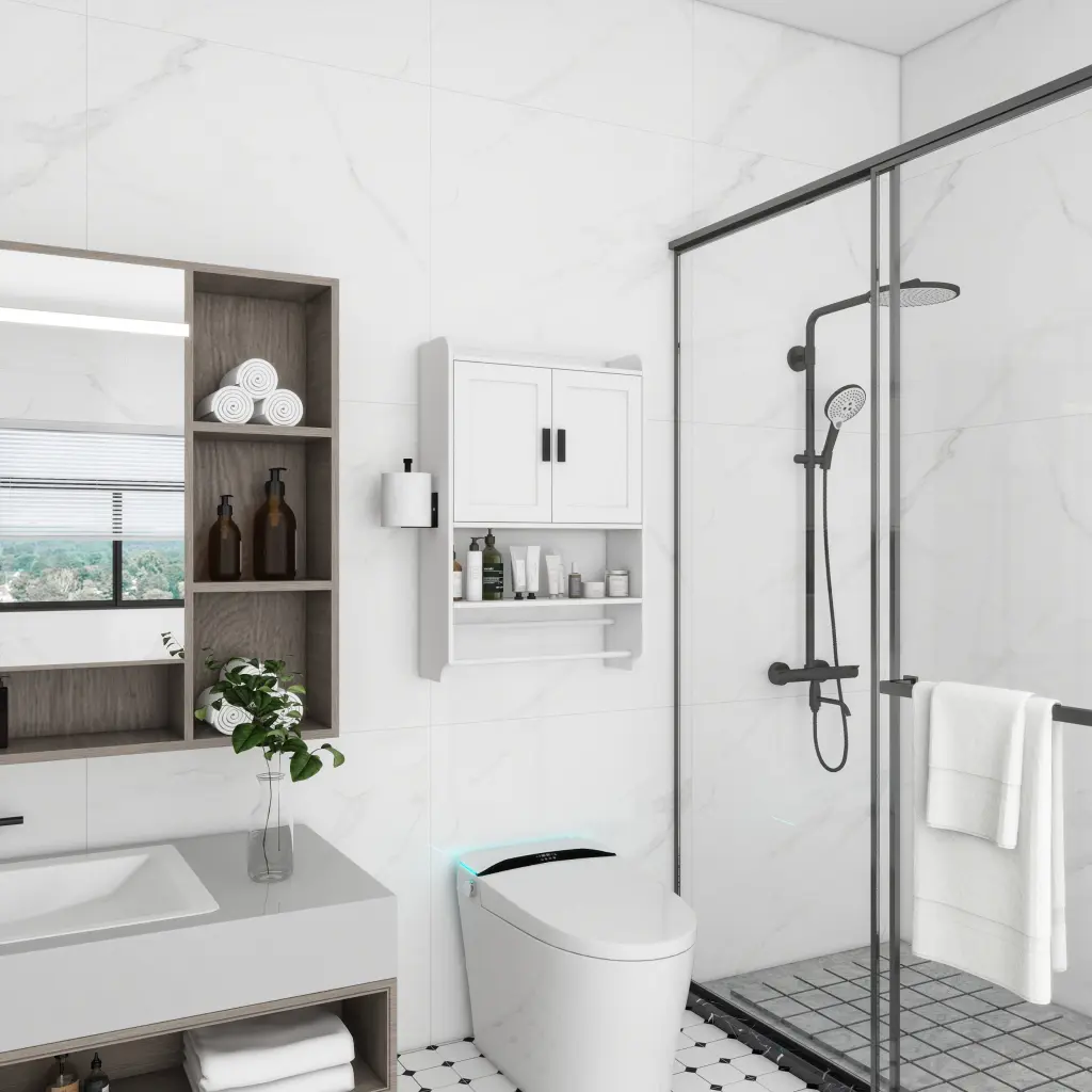 Bathroom Wall Cabinet Doors Customizable Shelf Towel Bar And Paper Holder aneway furniture